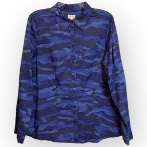 Foxcroft Blue Camouflage Button Down Shirt